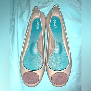 OKA B Tan Crystal Jelly Flats Size 9